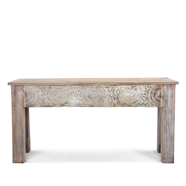 Carved Console Table Made From Reclaimed Teak