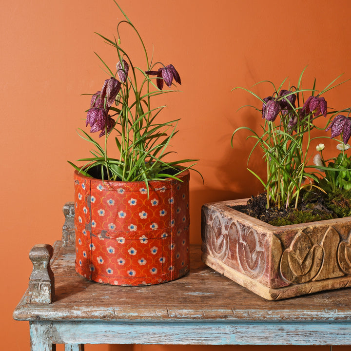 Indian Painted Pencil Pot Planter | Indigo Antiques
