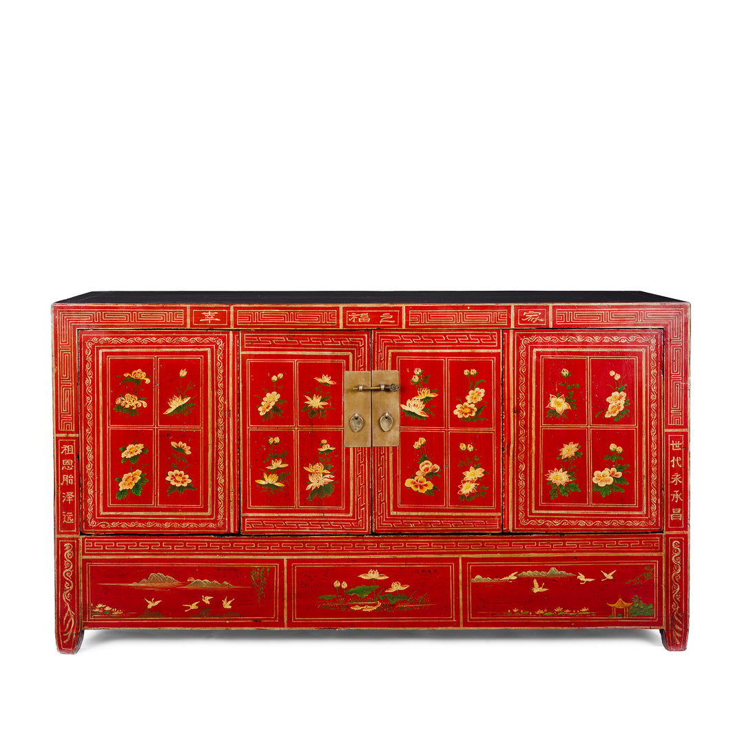Red Lacquer Chinese Dongbei Sideboard