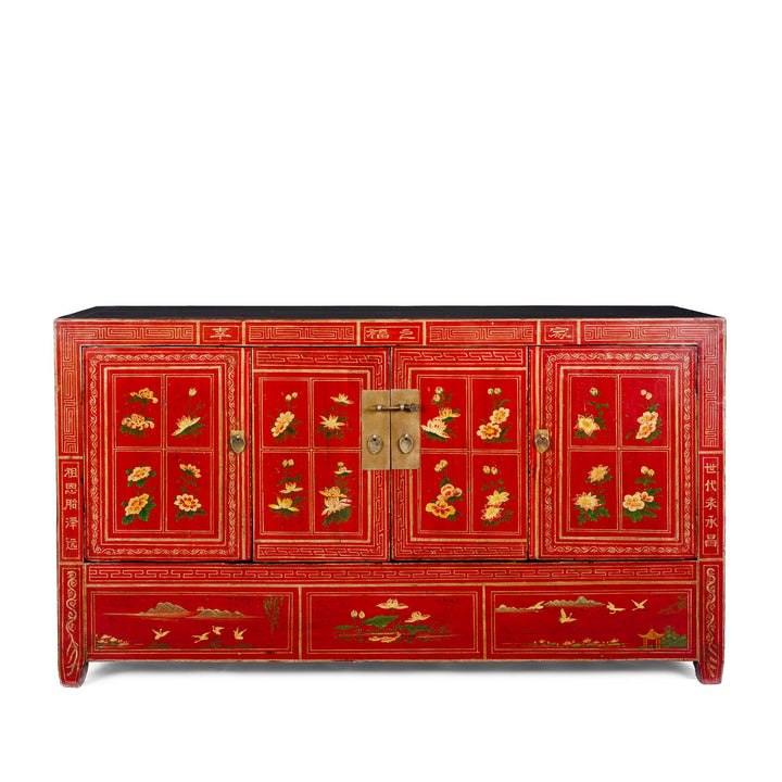 Red Lacquer Chinese Dongbei Sideboard