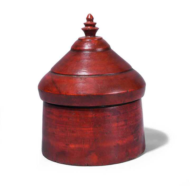 Red Lacquer Pot From Uttar Pradesh | Indigo Antiques | Indigo Antiques