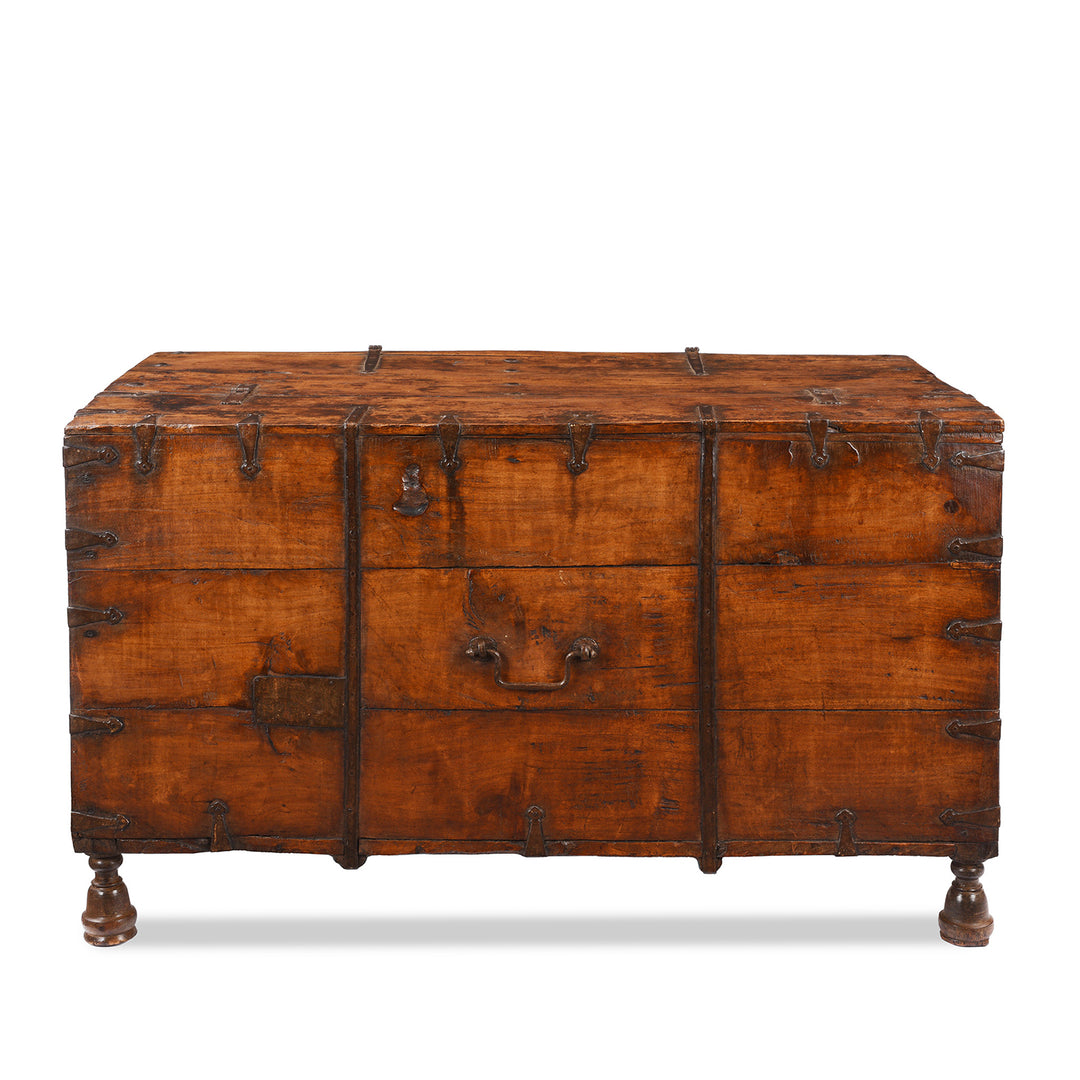 Antique Brass Bound Teak Military Chest | Indigo Antiques