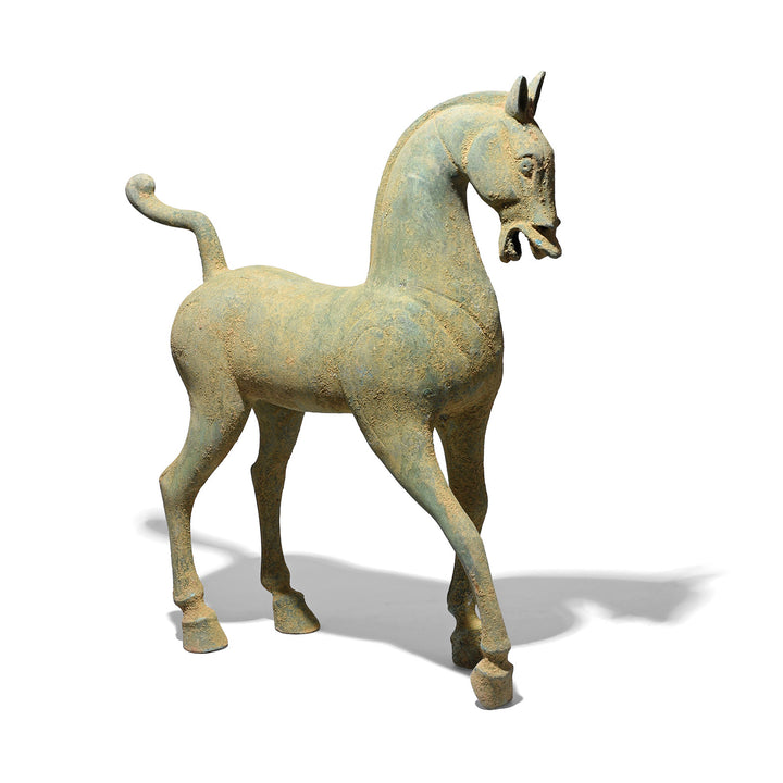 Reproduction Verdigris Bronze Han Dynasty Style Horse - Small | Indigo Antiques