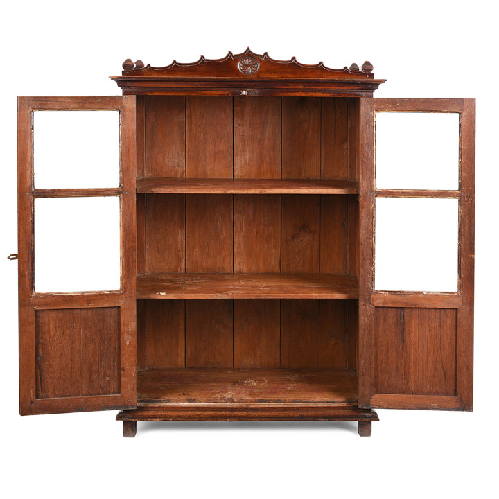 Open Doors View Of Antique Anglo Indian Glazed Book Cabinet | Indigo Antiques
