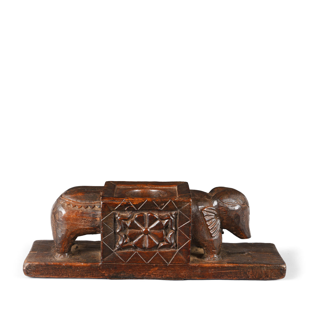 Antique Carved Teak Elephant Juicer From Banswara | Indigo Antiques