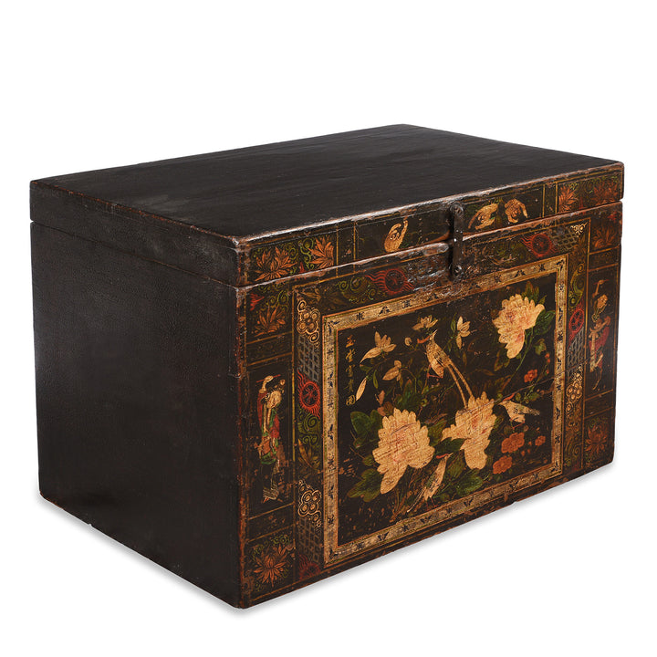 Angled VIew Of Antique Chinese Opera Chest From Shanxi | Indigo Antiques