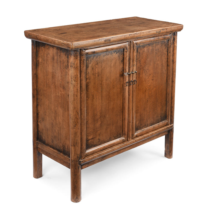 Angled VIew Of Antique Elm Side Cabinet From Shanxi | Indigo Antiques
