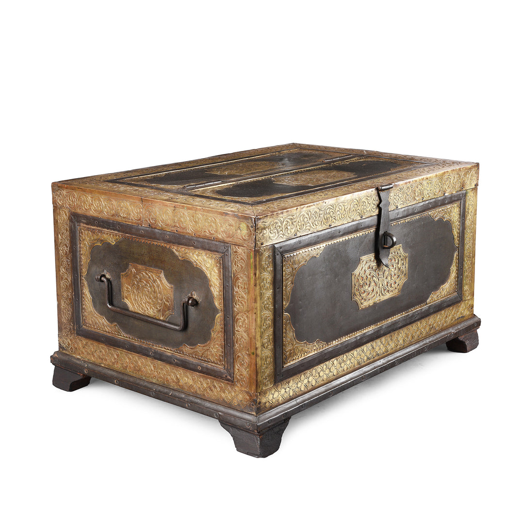 Angled View Of Antique Indian Shekhawati Trousseau Box | Indigo Antiques