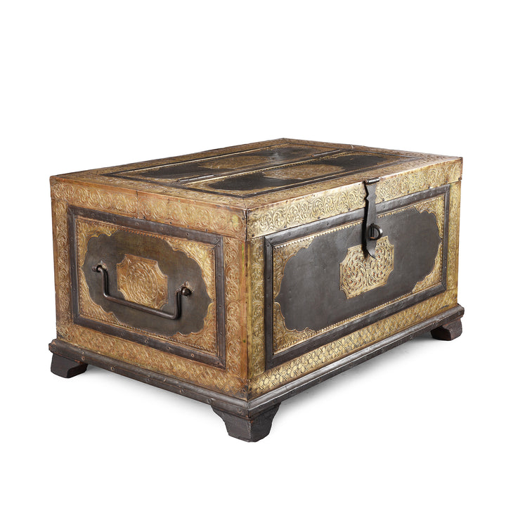 Angled View Of Antique Indian Shekhawati Trousseau Box | Indigo Antiques