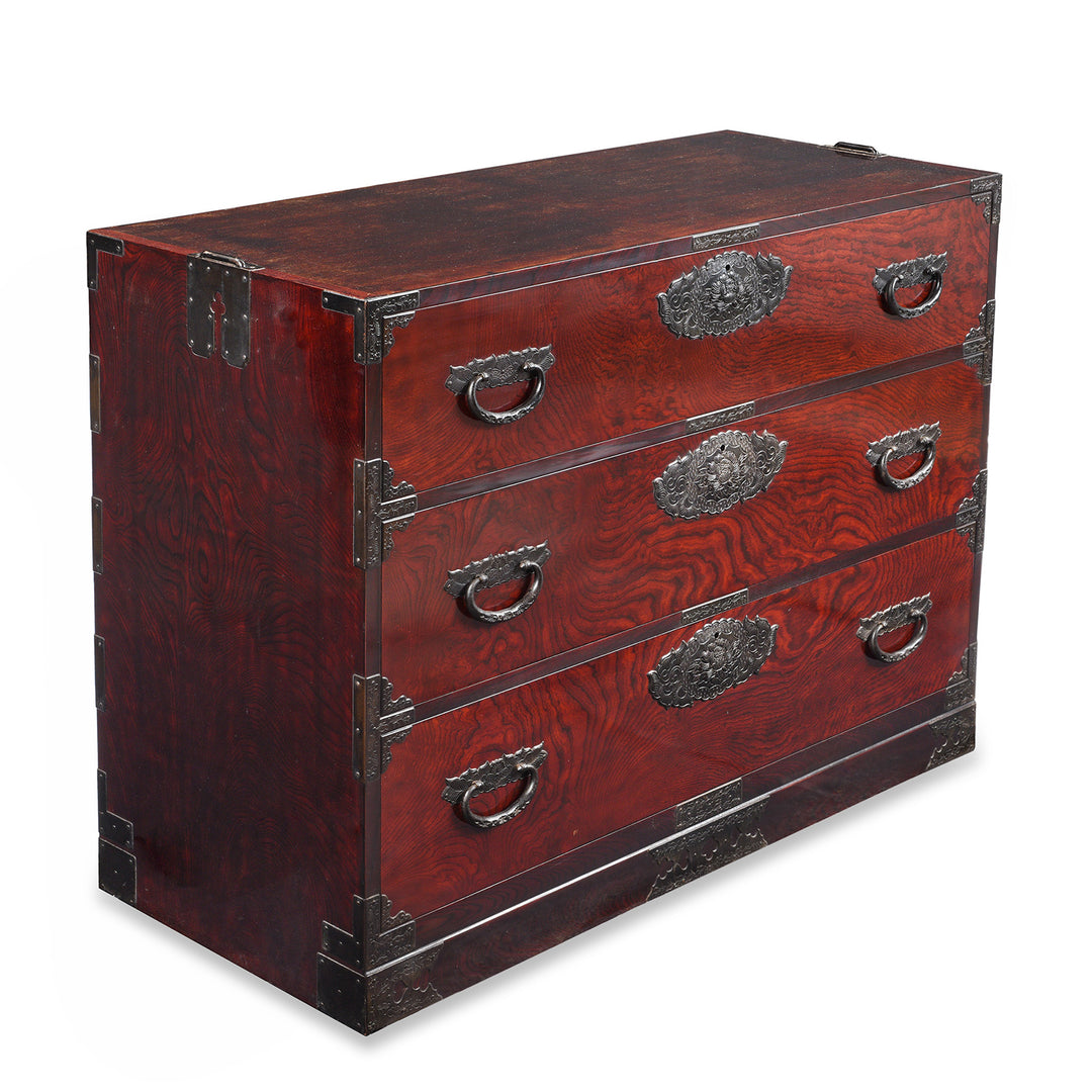 Side view from a Japanese Tansu Chest - Showa Era | Indigo Antiques