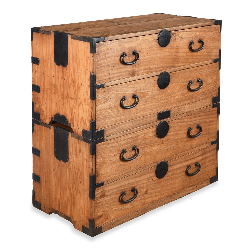 Angled View Of Antique Kanto Style Japanese Kasane Isho Dansu | Indigo Antiques