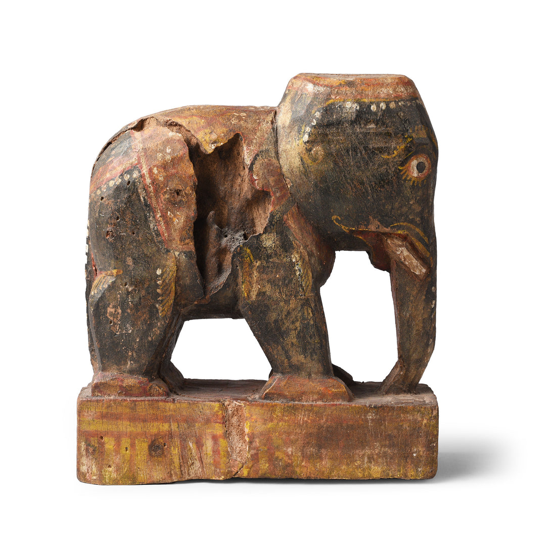 Antique Painted Wooden Elephant From Orissa | Indigo Antiques