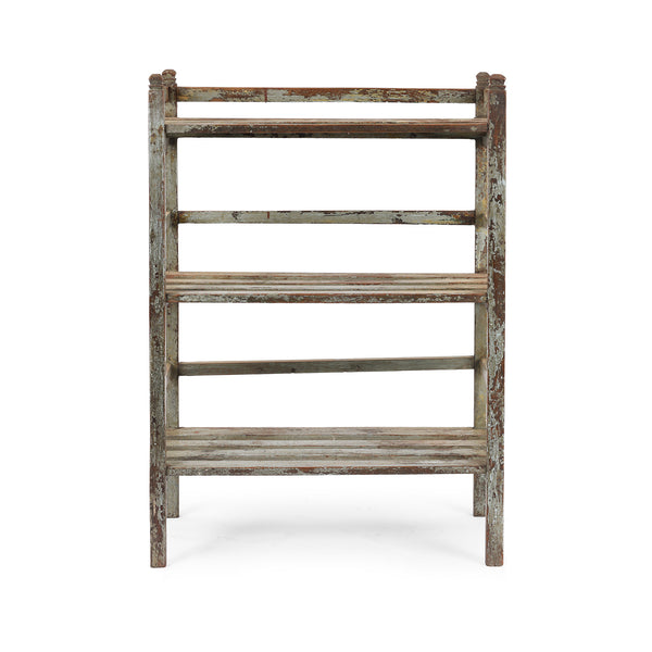 Small Slatted Teakwood Shelf From Rajasthan - Ca 1930 Small Slatted Teakwood Shelf From Rajasthan - Ca 1930