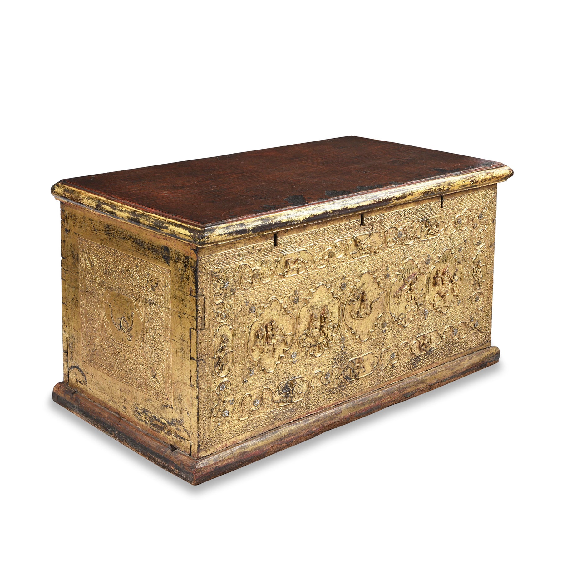 Old Gilt Wooden Burmese Manuscript Box - Sadaik | Indigo Antiques