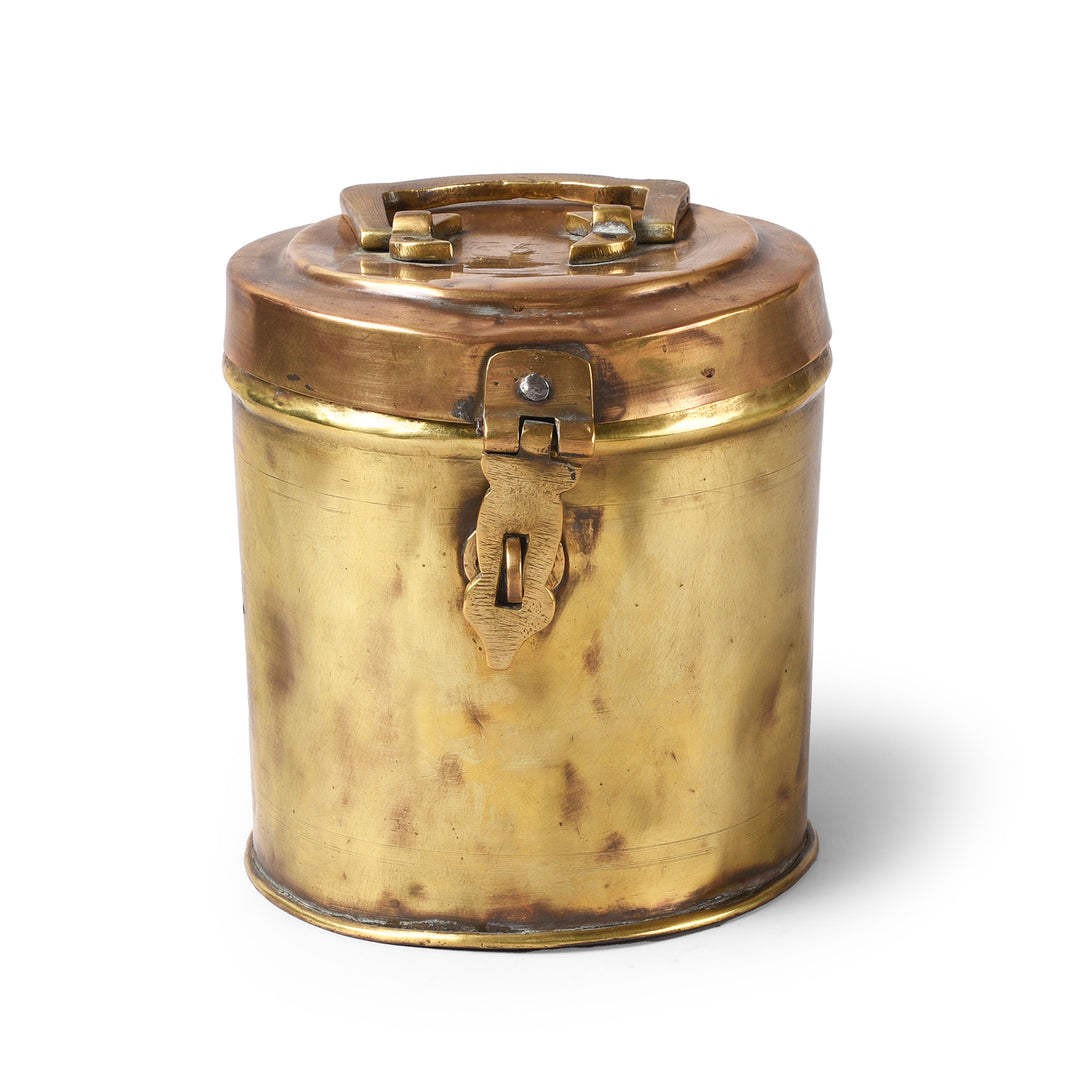 Vintage Indian Brass Food Caddy From Bombay | Indigo Antiques