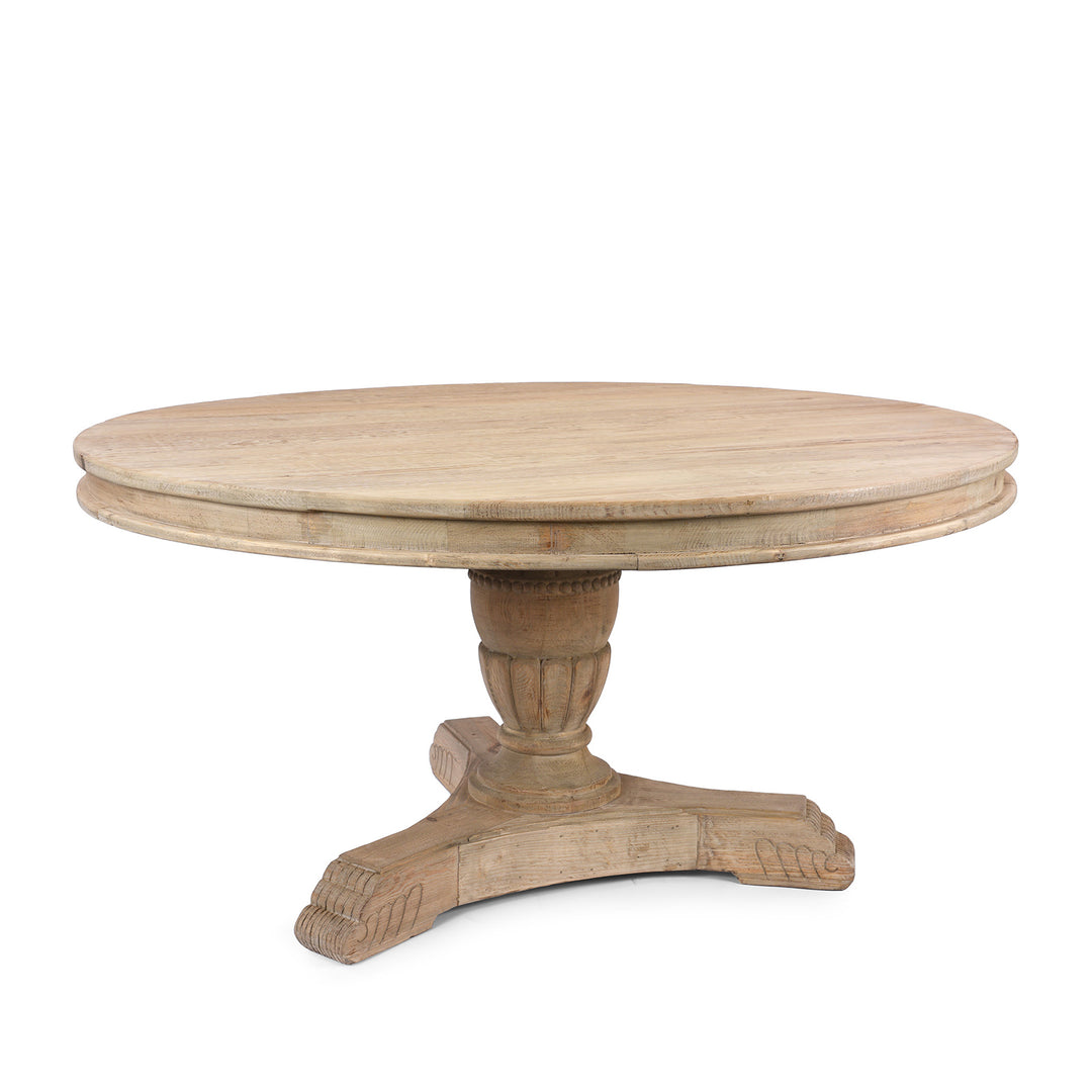 Round Pedestal  Dining Table Made From Old Bleached Pine | Indigo Antiques
