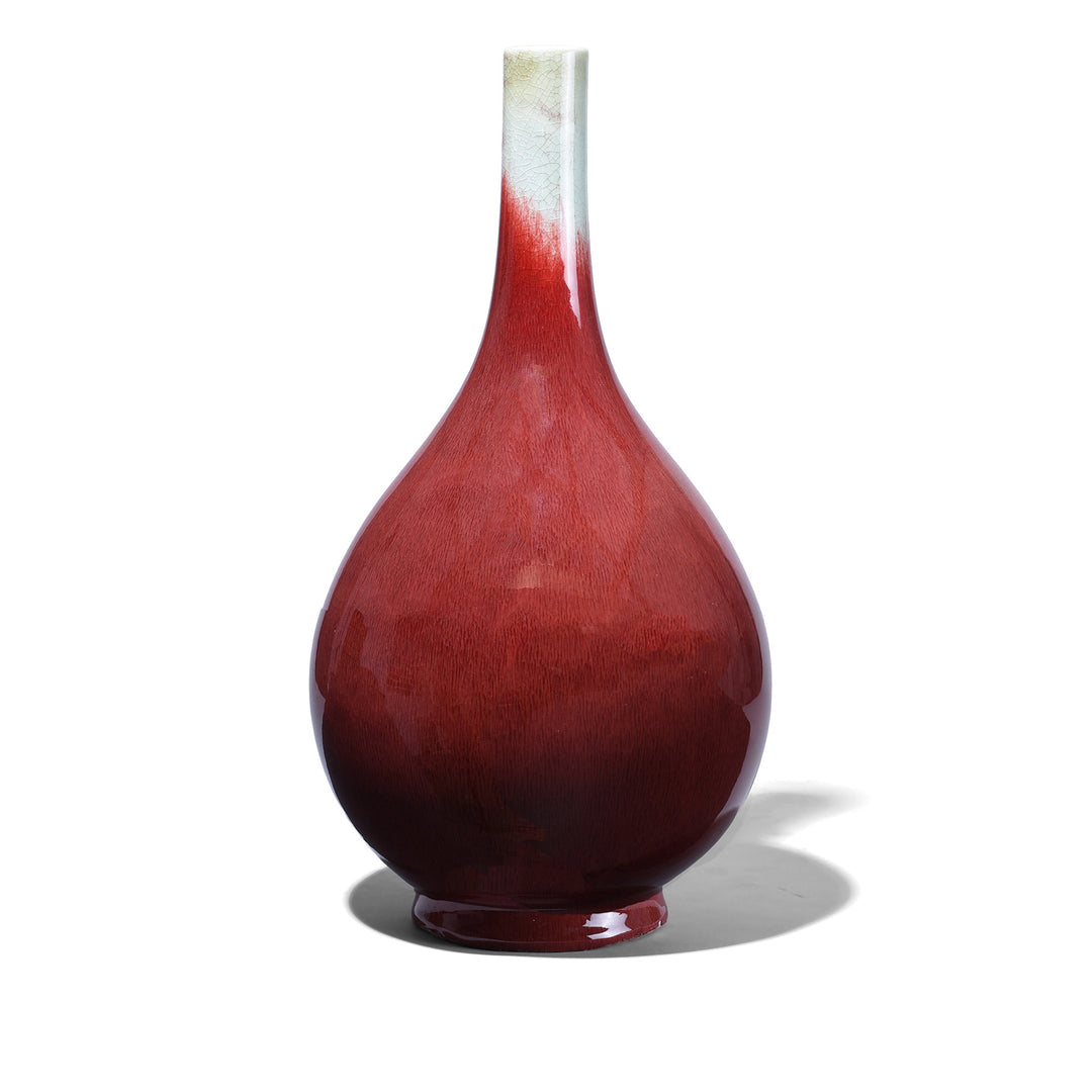 Sang De Boeuf Porcelain Danping Vase With Crackled Red Glaze Handmade In Jingdezhen