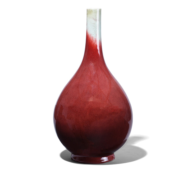 Sang De Boeuf Porcelain Danping Vase With Crackled Red Glaze Handmade In Jingdezhen