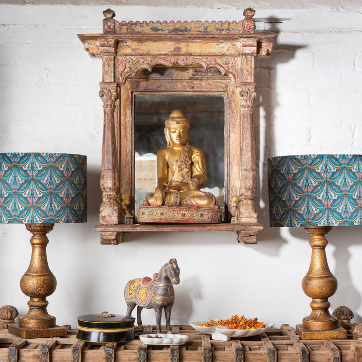 Sitting Gilt Teak Mandalay Buddha - Ca 1910