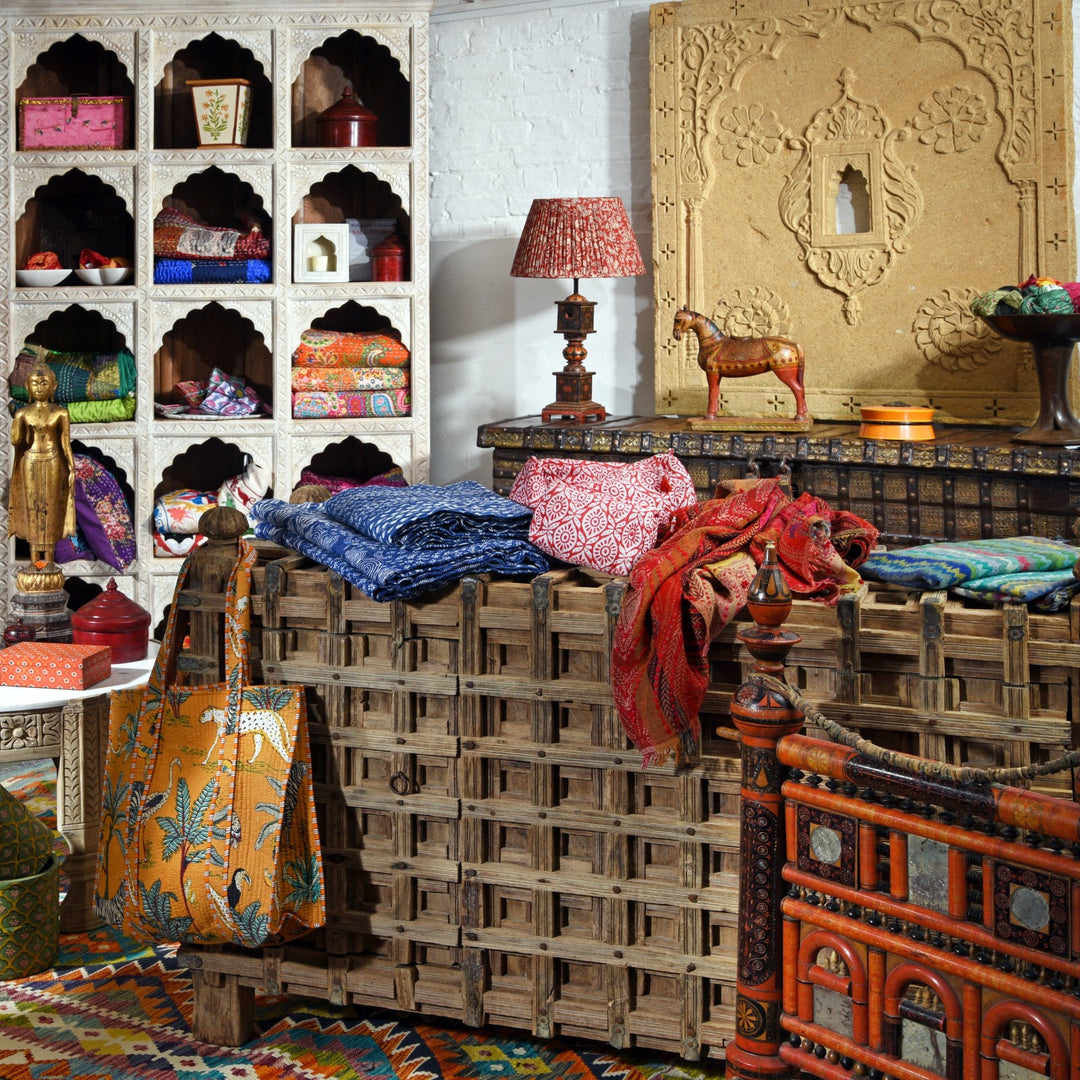 An Antique Indian kothla majus among other Dowry Chests | Indigo Atiques