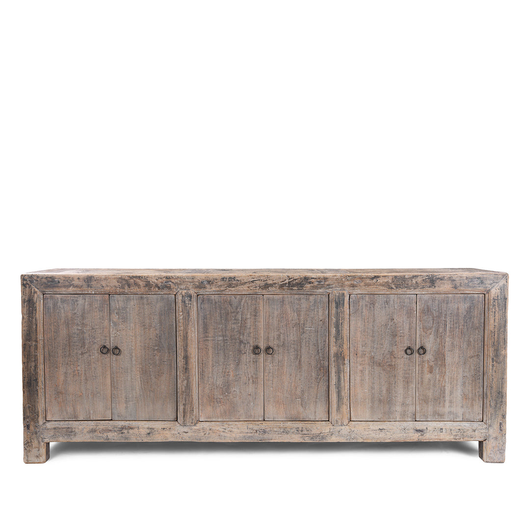 Six Door Chinese Style Sideboard Made From Reclaimed Elm And Cypress With Rustic Farmhouse Finish