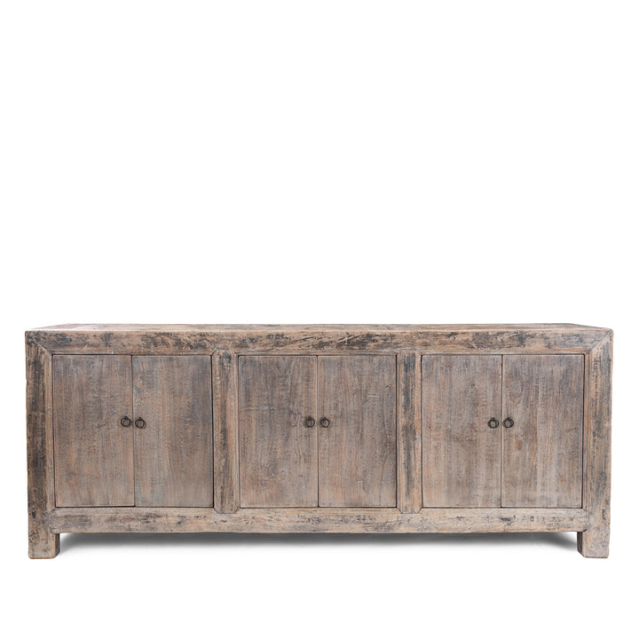 Six Door Chinese Style Sideboard Made From Reclaimed Elm And Cypress With Rustic Farmhouse Finish