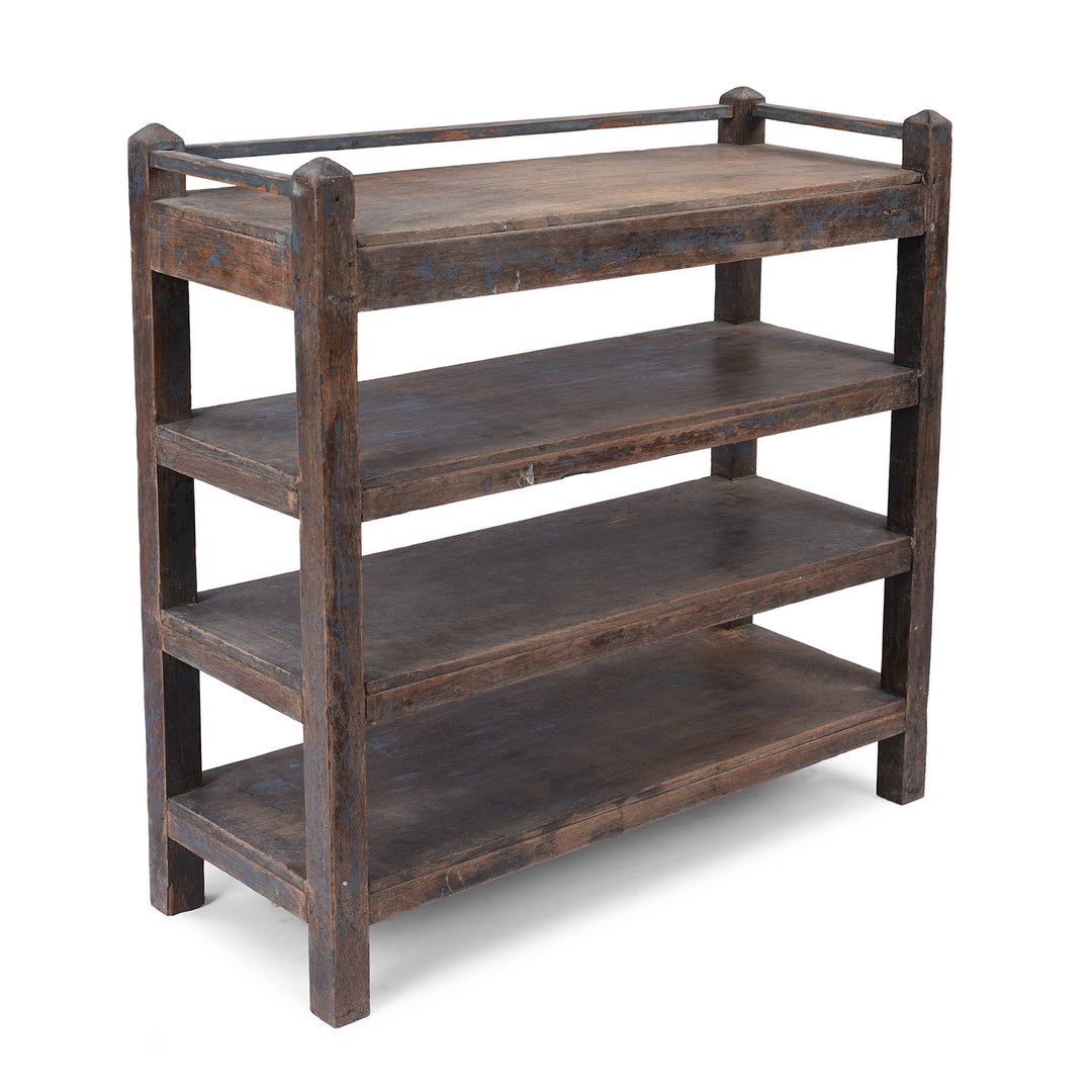 Small Vintage Painted Indian Teak Shelf - Ca 1920 | Indigo Antiques