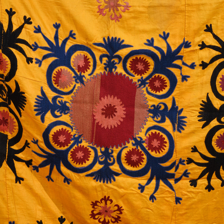 Detail From Old Suzani From Uzbekistan Ca 1970 (324 x 200 cm) | Indigo Antiques
