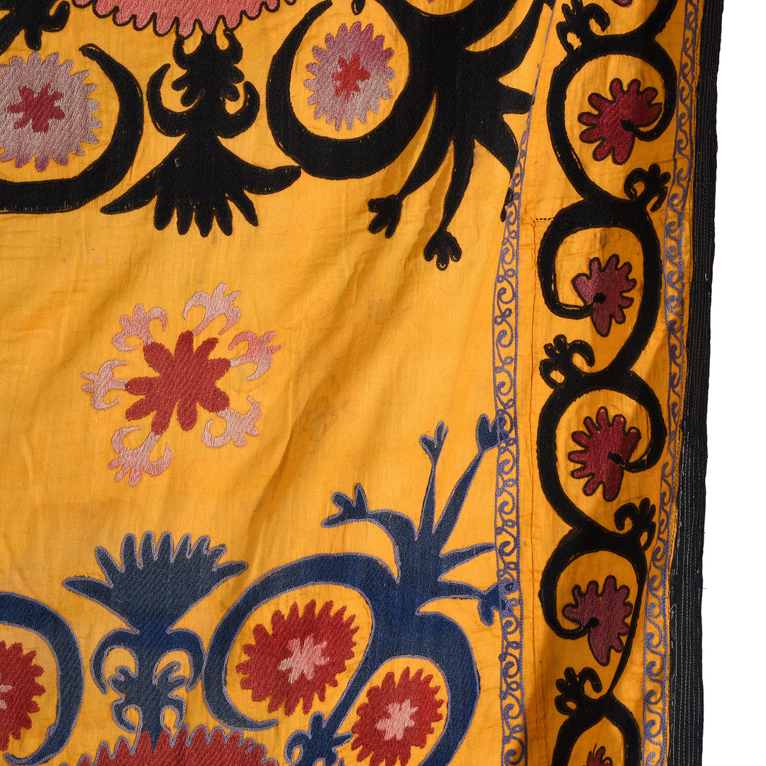 Detail From Old Suzani From Uzbekistan Ca 1970 (324 x 200 cm) | Indigo Antiques