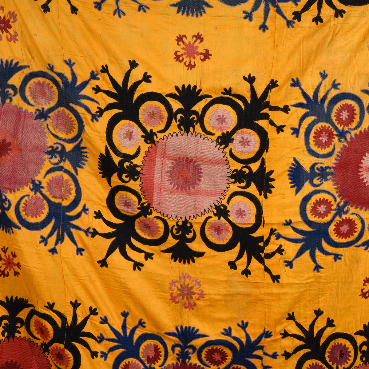 Detail From Old Suzani From Uzbekistan Ca 1970 (324 x 200 cm) | Indigo Antiques