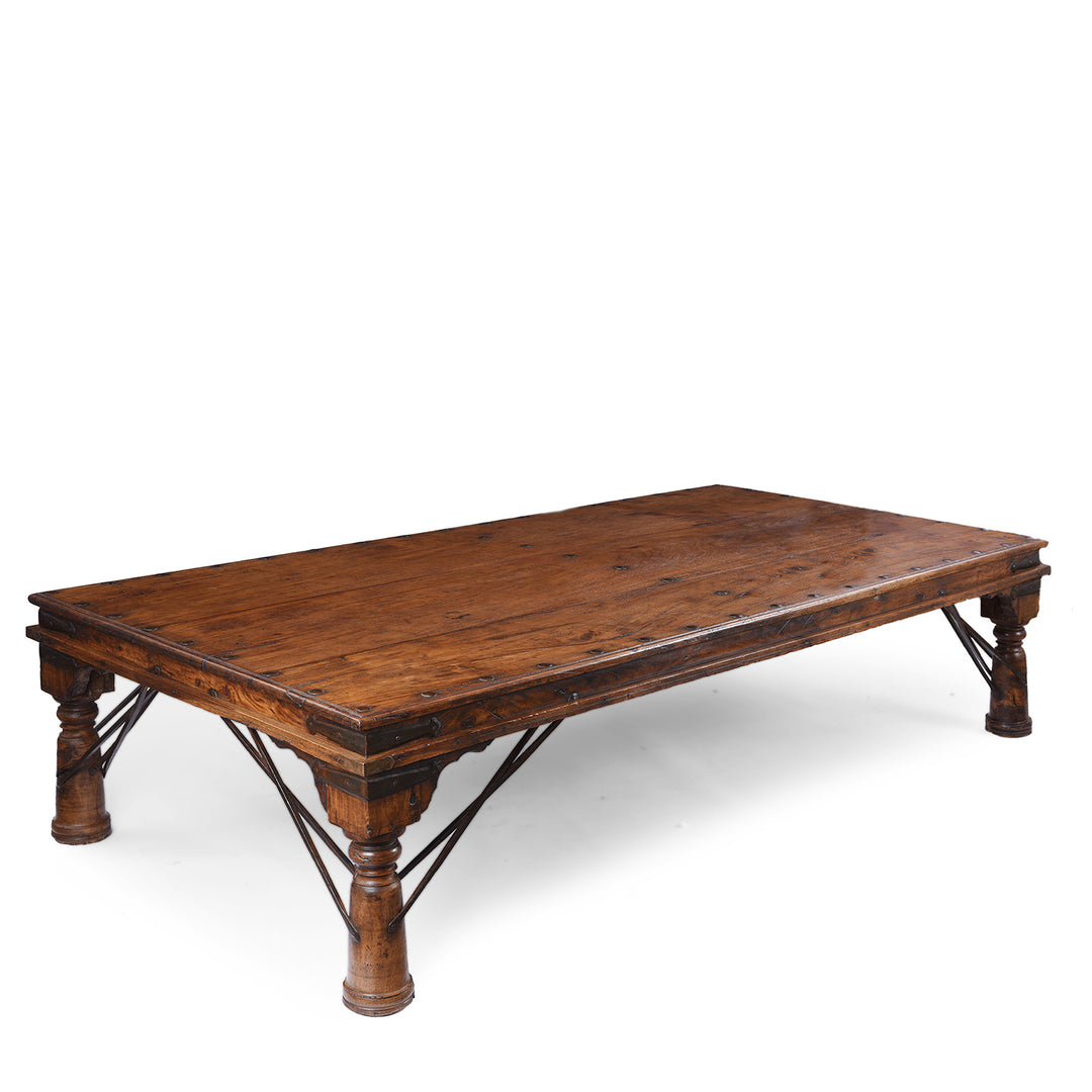 Carved Roheda Wood Takhat Table From Shekhawati | Indigo Antiques