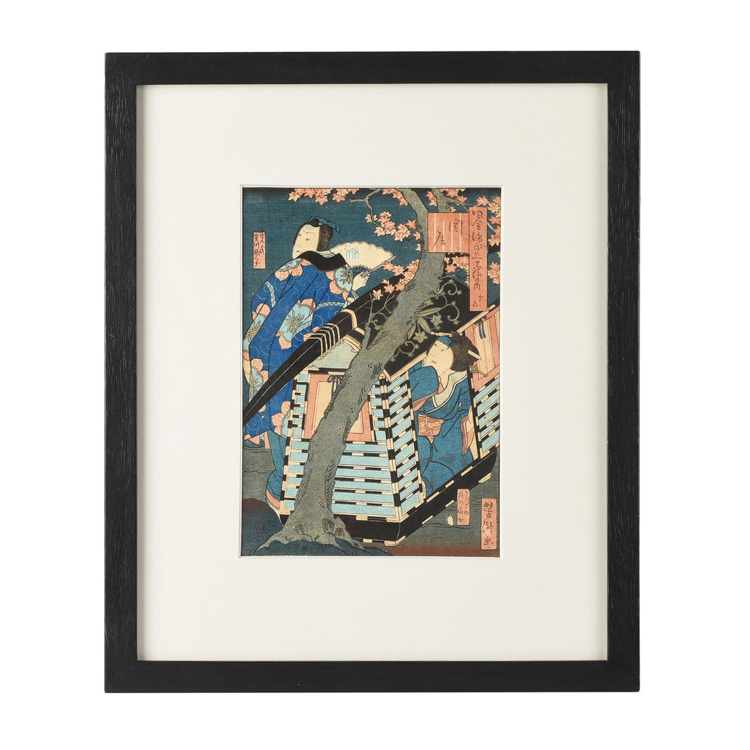 'The Border Crossing' by Ichiyōtei Yoshitaki - Japanese Woodblock Print Oban | Indigo Antiques