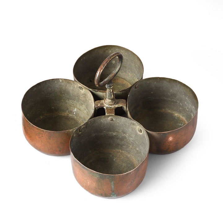 Indian Brass 4 Way Dusakar Pickle Dish - Ca 1910