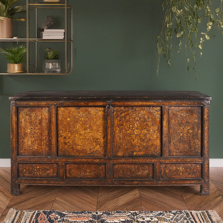 Gilt & Black Painted Tibetan Altar Cabinet | Indigo Antiques