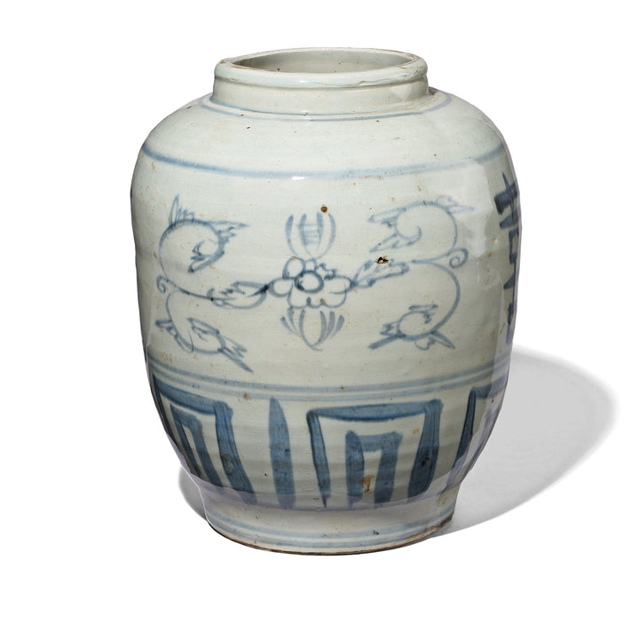 Provincial Chinese Blue & White Porcelain Vase | Indigo Antiques