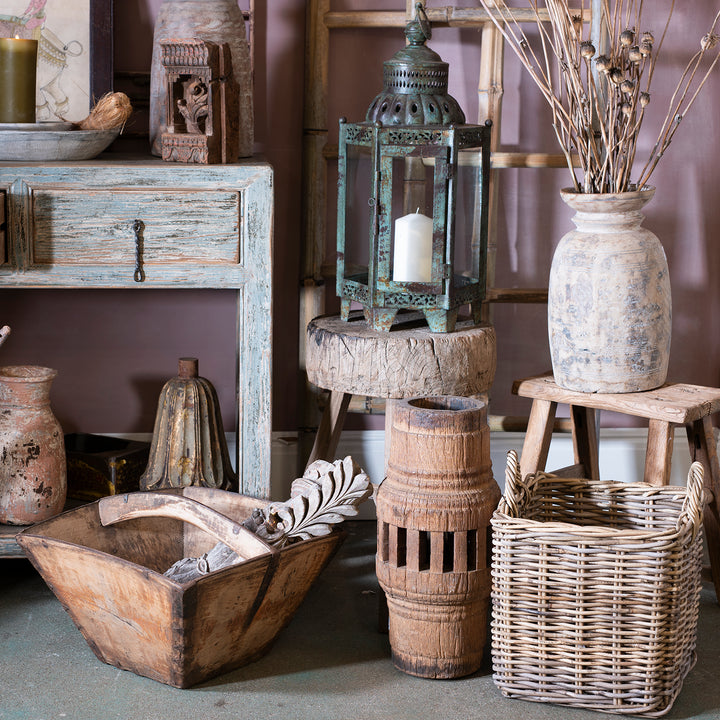 Antique Elm Farmers Chopping Block Stool | Indigo Antiques