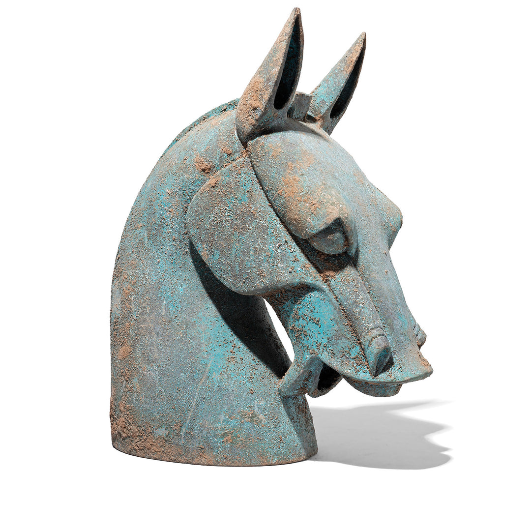 Verdigris Bronze Han Dynasty Style Horse Head | Indigo Antiques
