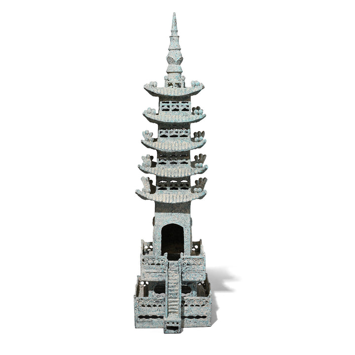 Verdigris Bronze Han Dynasty Style Pagoda | Indigo Antiques