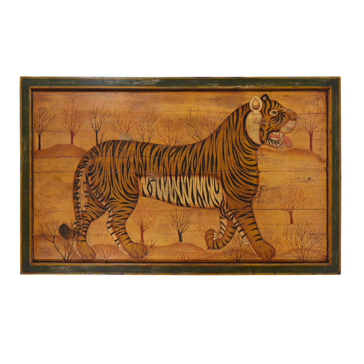 Vibrant Rajasthani Folk Art Painted Tiger Panel Inspired by The Works of Jaime Parlade