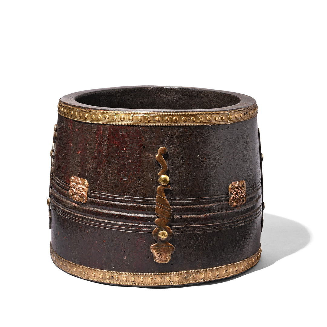 Old Indian grain measures with later brass | Indigo Antiques