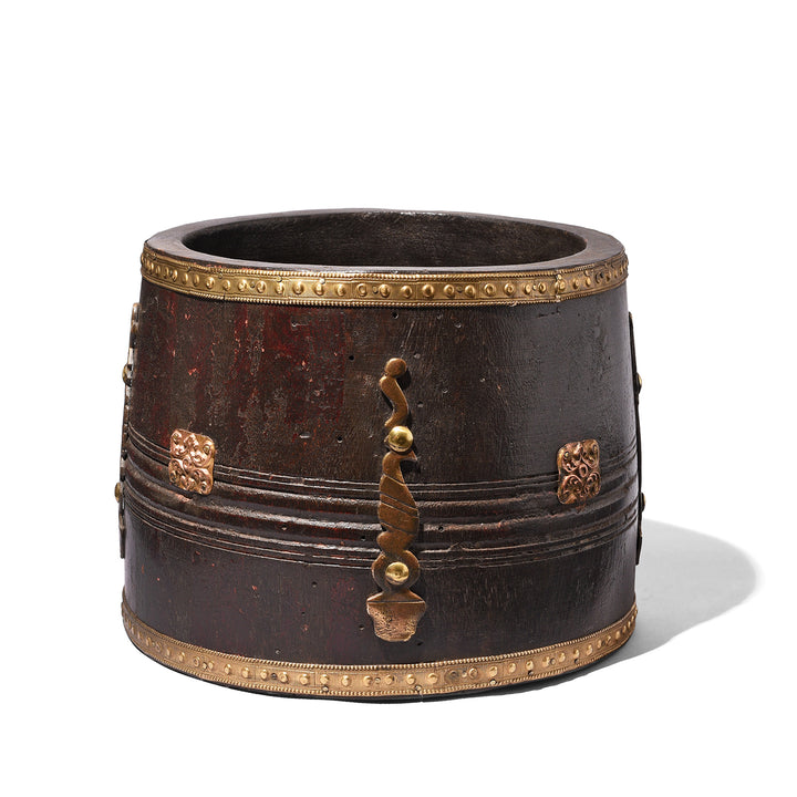 Old Indian grain measures with later brass | Indigo Antiques