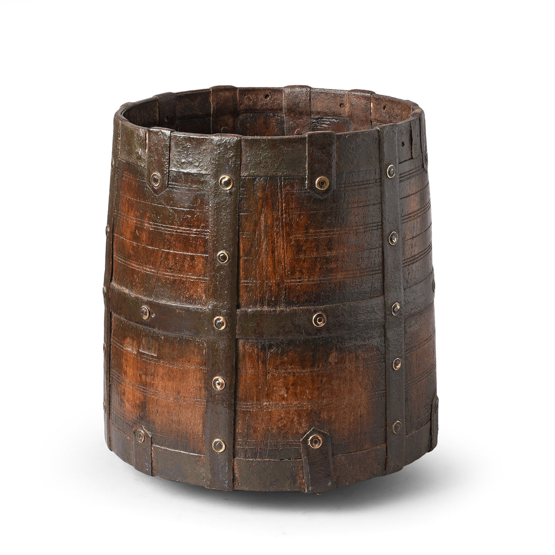 A Rajasthani teak grain measure planter | Indigo Antiques