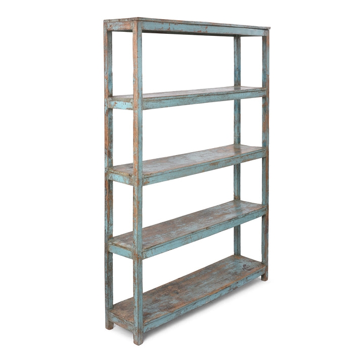 Vintage Blue Painted Indian Teak Shelf  | Indigo Antiques
