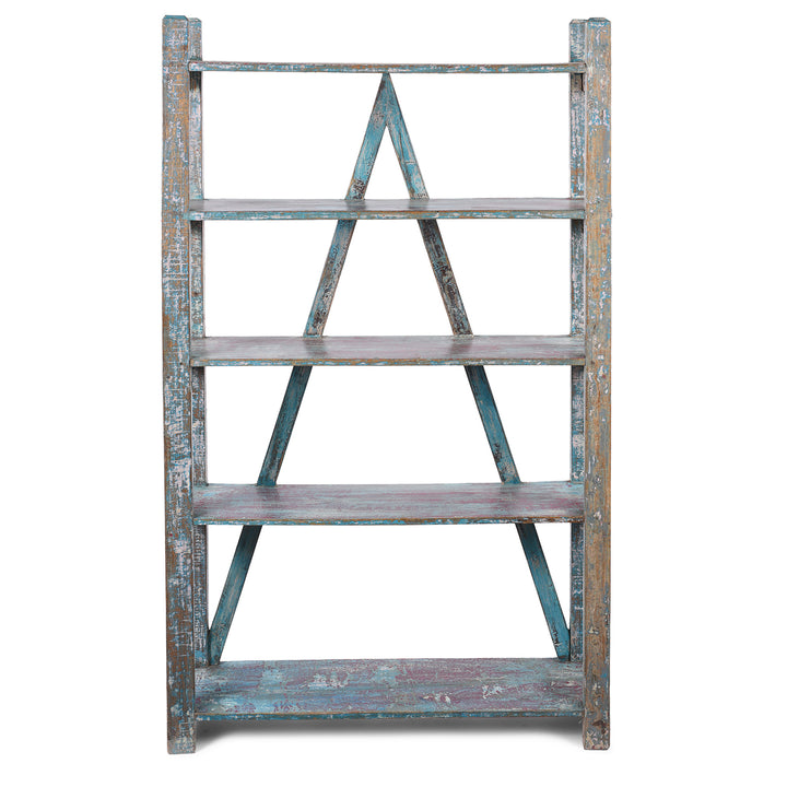 Vintage Blue Indian Painted Teak Shelf From Gujarat | Indigo Antiques