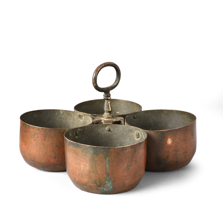 Indian Brass 4 Way Dusakar Pickle Dish - Ca 1910
