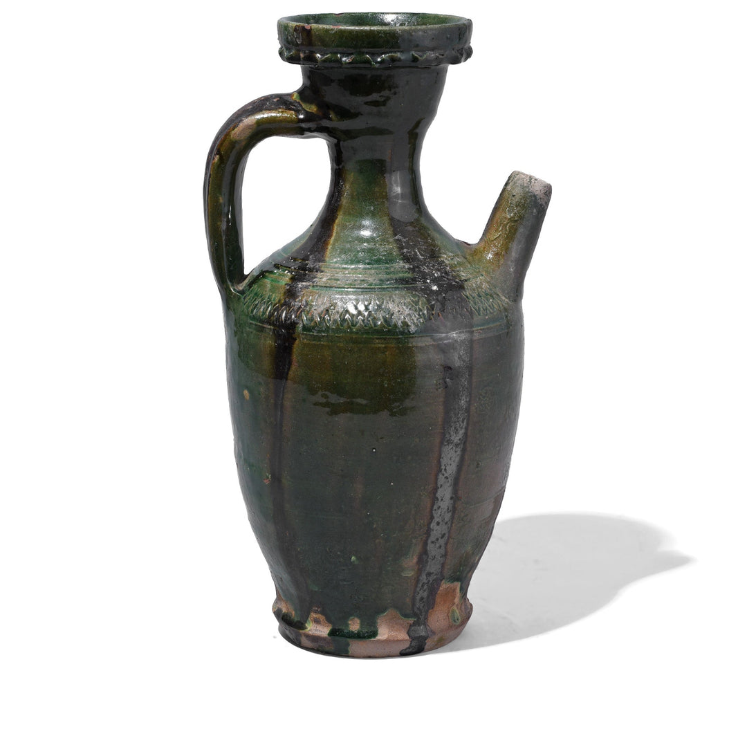 Vintage Chinese Copper Glazed Terracotta Spouted Vase | Indigo Antiques
