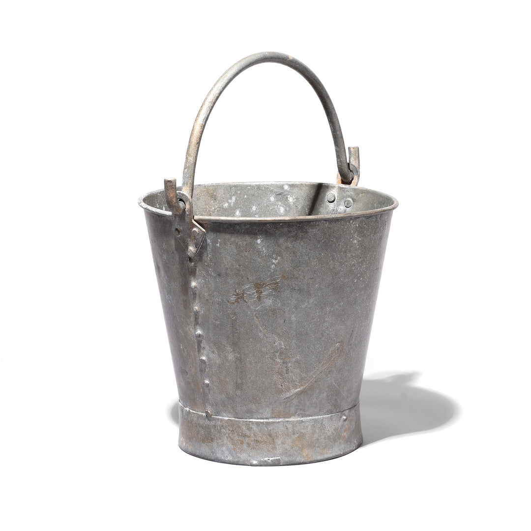 Vintage Galvanized Iron Bucket From Rajasthan | Indigo Antiques