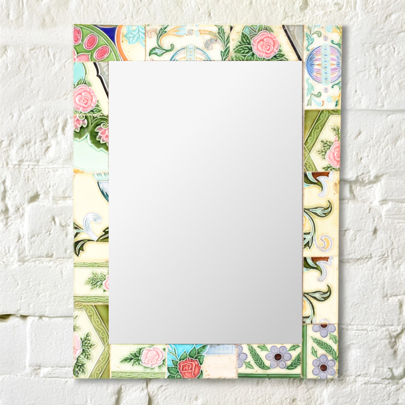 Mirror Made From Old Japanese Ceramic Tiles