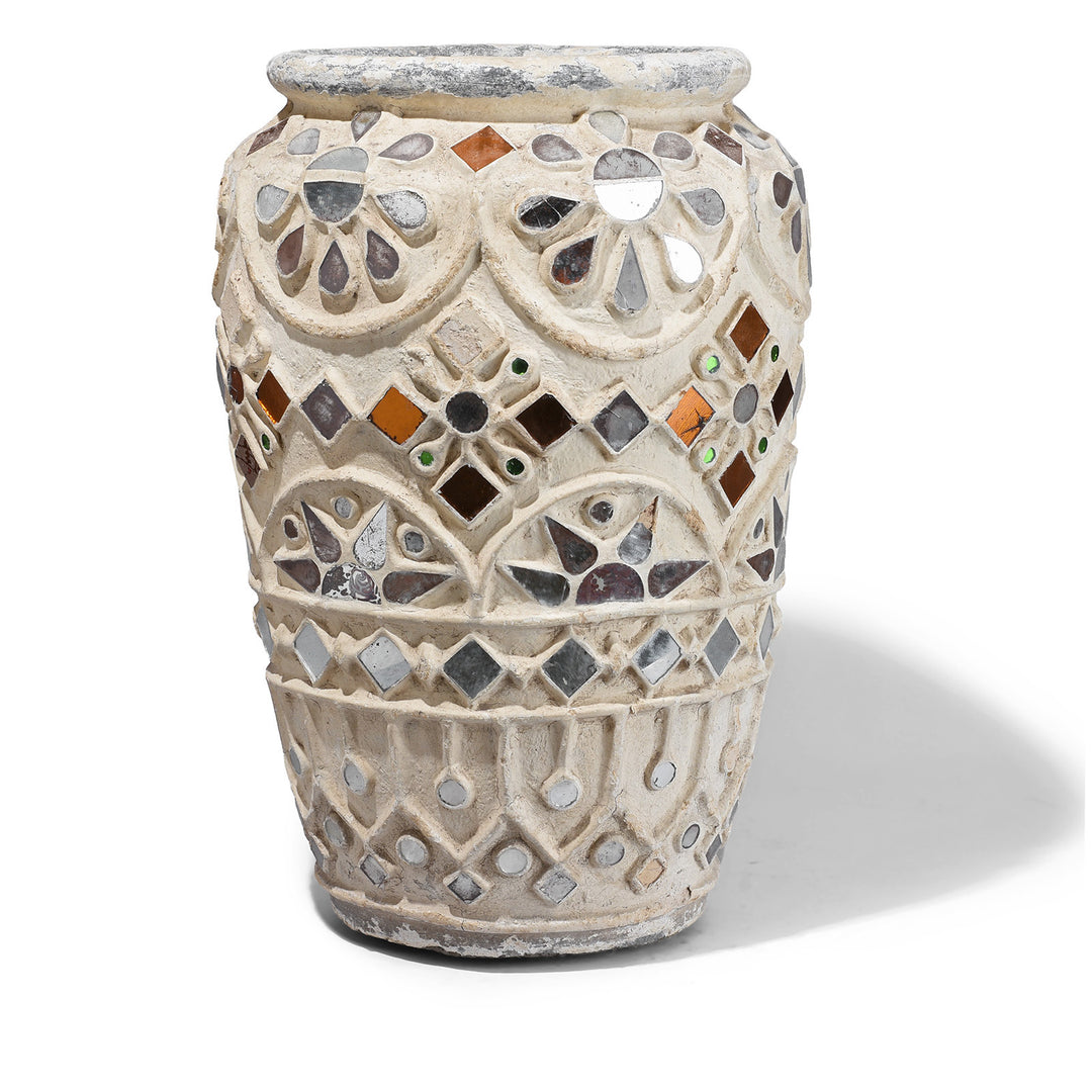 Vintage Indian Terracotta Glass inlay Jar | Indigo Antiques