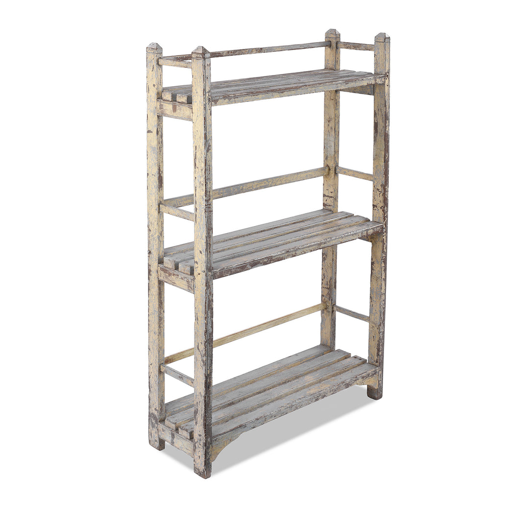 Vintage Indian White Painted Teak Shelf | Indigo Antiques